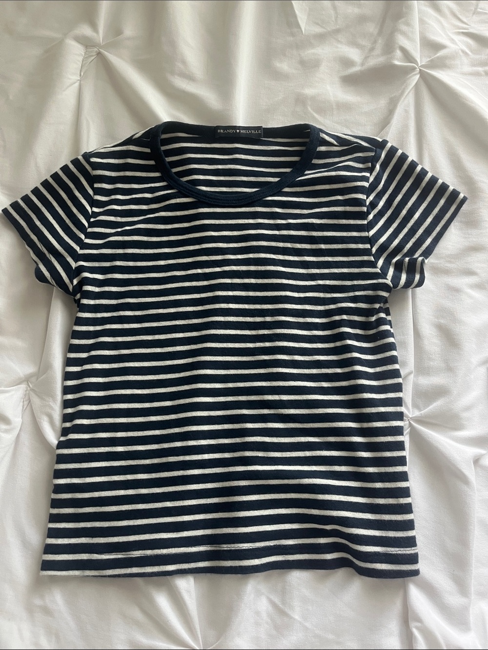 Brandy Melville Navy & White Striped Crew Tee